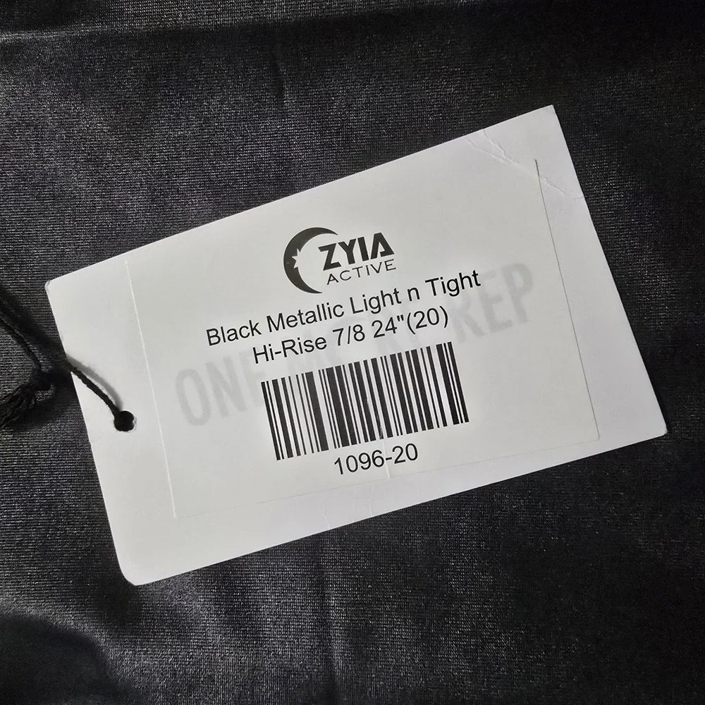 Zyia Black Metallic Light n Tight Leggings Women 20 Black Shiny High Rise